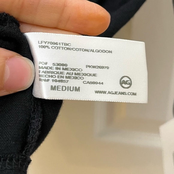 AG Jeans Black Khloe Epaulet T-Shirt Size Medium - Picture 5 of 6